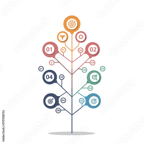 Business Tree Infographic Visualizing Growth, Goals, and Success Metrics with Strategic Planning Elements