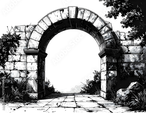 Archway Black and White Illustration