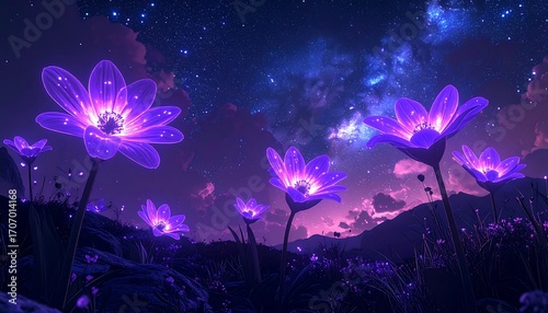 Night-blooming florescent flowers