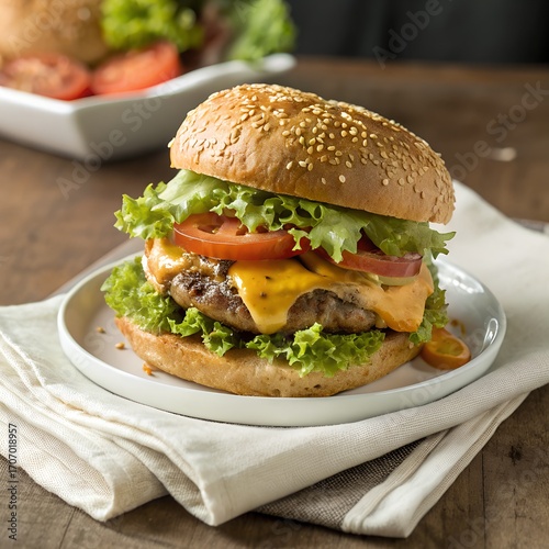 hamburger on a plate