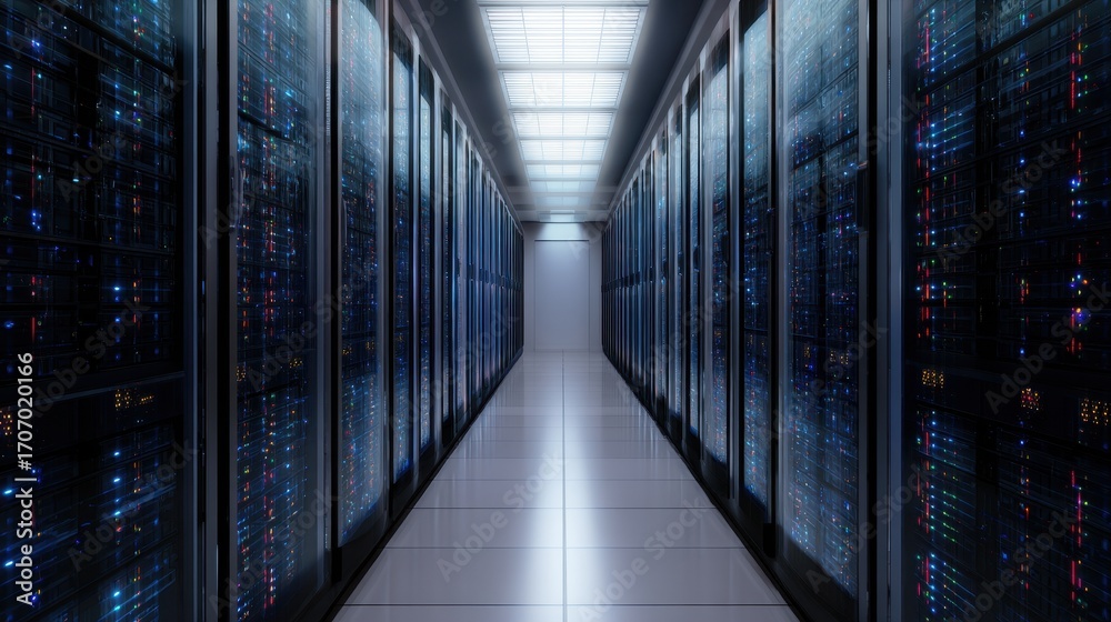Fototapeta premium Advanced Server Rack with AI Prison Security