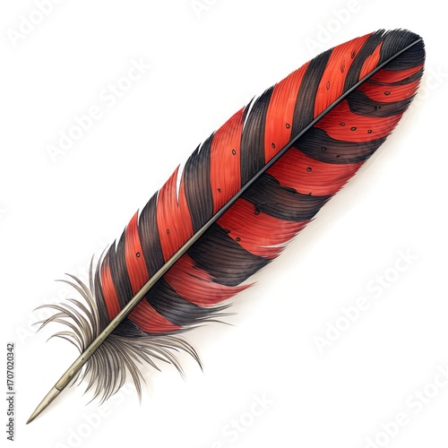red feather isolated on white