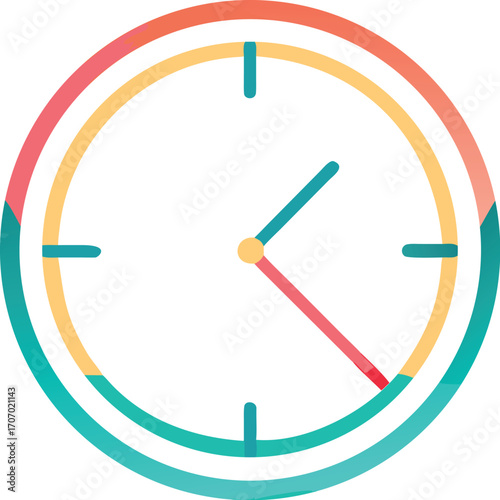 Gradient Clock Icon with Teal and Pink Hues Showing Time Progress  vector style EPS file download