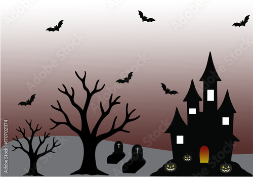 halloween background with haunted house