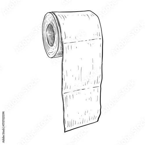 toilet tissue paper roll vector line art hand drawn illustration