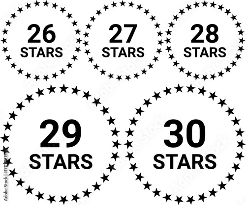 Circle Stars Pattern set 26 27 28 29 30 Ring Formation Illustration