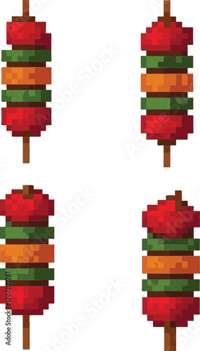 kebab pixel art, eps 10 illustration