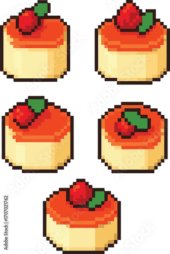 panna cotta pixel art, eps 10 illustration
