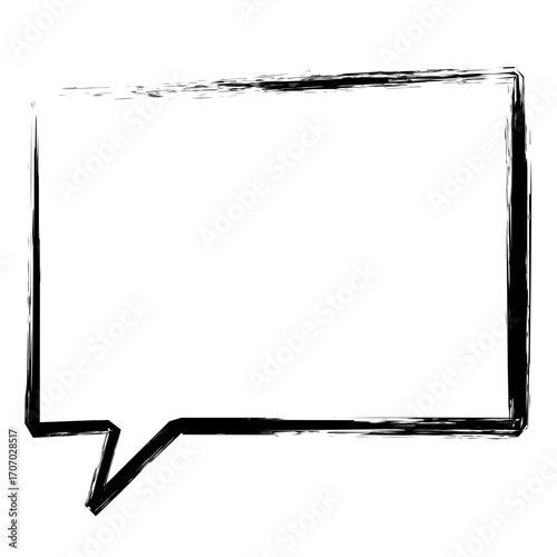 Grunge rectangular brush speech box – Artistic outline accent crafted for posters, ads, and advertising.