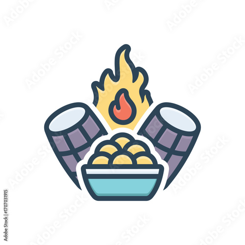 Color illustration icon for lohri