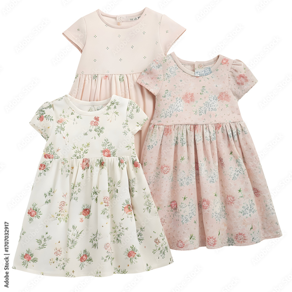 Obraz premium pink floral ruffled dress for kids with whimsical vintage-inspired design png file