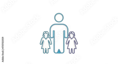 A minimalist line illustration of an adult and two children standing together on a white background, symbolizing family and unity for the International Day of Older Persons.