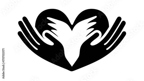 Hands cradling a heart symbol of love, care, and compassion, perfect for design projects