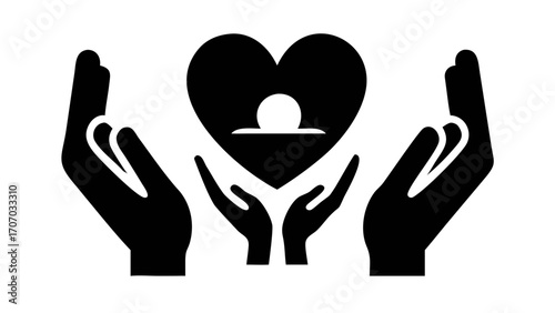 Hands cradling a heart symbol representing care, compassion, and support for any cause or business