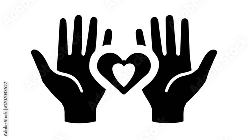 Open hands cradling heart symbol, conveying care, love, and support for a special message