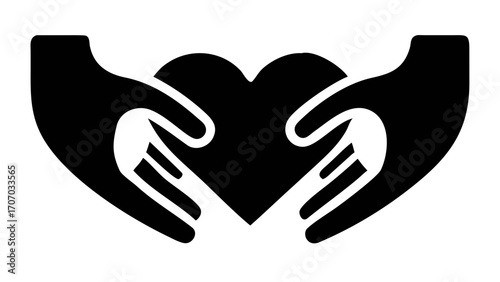 Hands cradling heart symbol, conveying love, care, support, and compassion for charity.