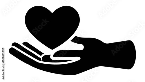 Hand cradling a heart symbol expressing love, care, support, and compassion for others
