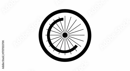 Black and white graphic logo featuring a stylized letter C integrated into a bicycle wheel design with spokes.