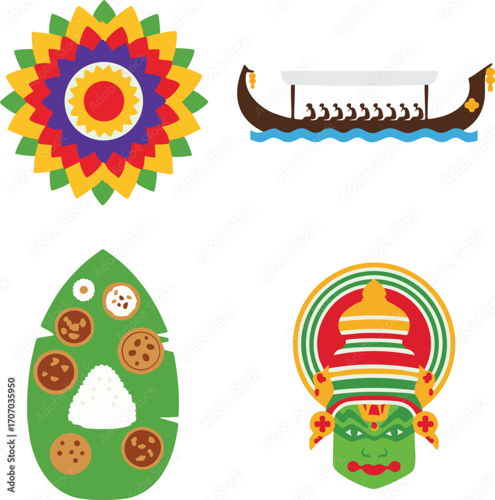Fototapeta premium onam festival vector flat design illustration. 