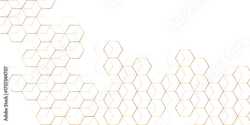 Abstract background golden hexagon stock line background. abstract artistic of geometric background Gold gradient abstract seamless vector pattern. Minimal style website banner, decoration Vector.	