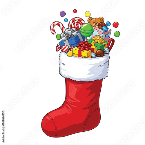 Christmas stocking full of gifts