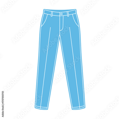 Illustration of light blue trousers isolated on white background