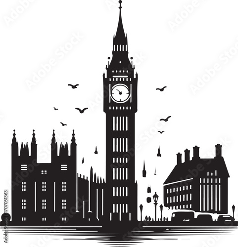 Big Ben London Vector silhouettes