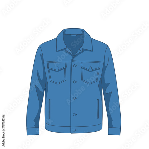 Blue denim jacket isolated on white background, a classic and versatile piece of outerwear for men