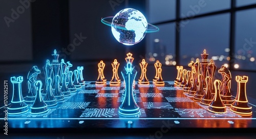 Global Strategy A Futuristic Chess Game Visualization
