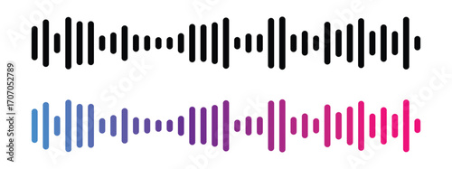 Vibrant Sound Wave Vector Equalizer Illustration. Colorful Abstract Audio Signal Spectrum. Music, Voice, Frequency, Noise, Radio, Podcast, Technology, Digital Visualization Design in eps 10.