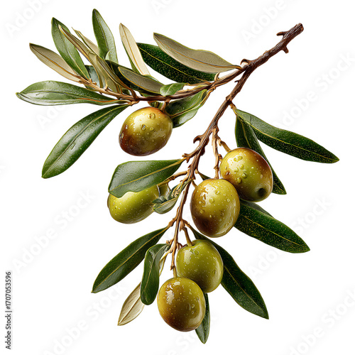 Untitled design - Branch of olive tree with olives, isolated PNG cutout