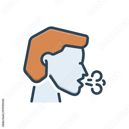 Color illustration icon for cough