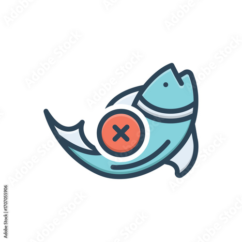 Color illustration icon for no fish