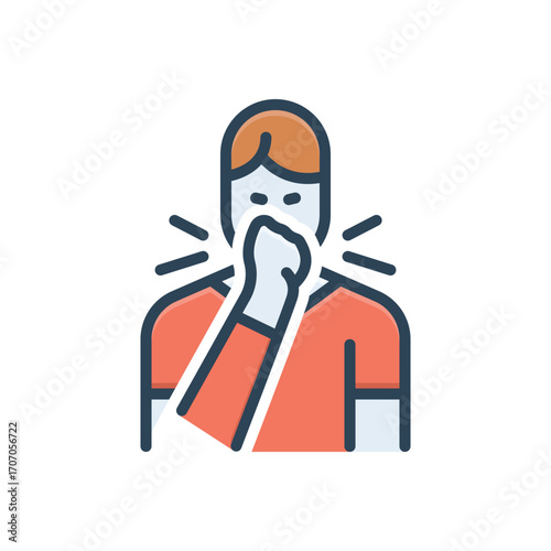 Color illustration icon for sneeze