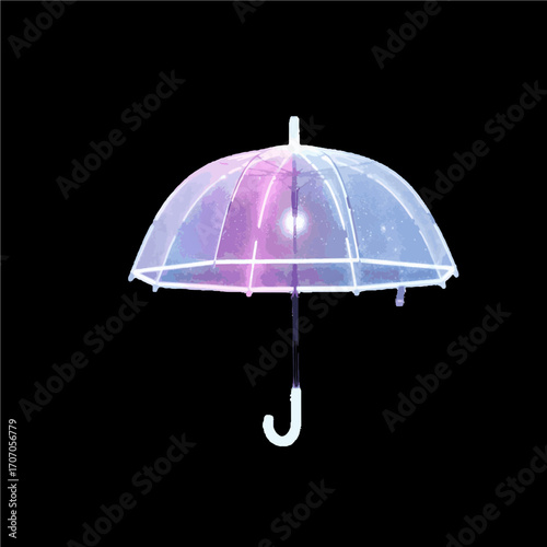 Transparent Umbrella Glowing Pastel Colors, Rainy Day Accessory