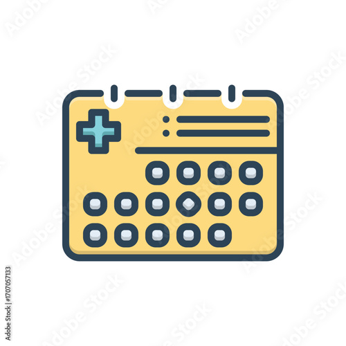 Color illustration icon for treatment schedule