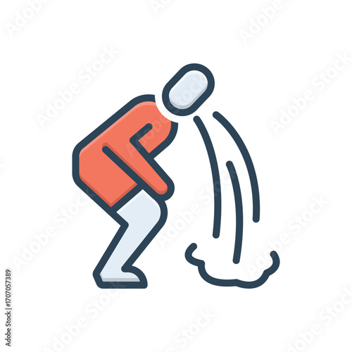 Color illustration icon for vomiting