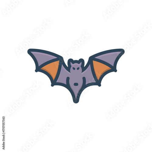 Color illustration icon for bat