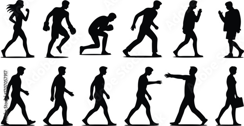 PrintBusiness People Silhouette Team Vector Illustration, silhouettes set of standing people male and female, showing walking and standing people in minimalist silhouettes,Vector icon,business people.