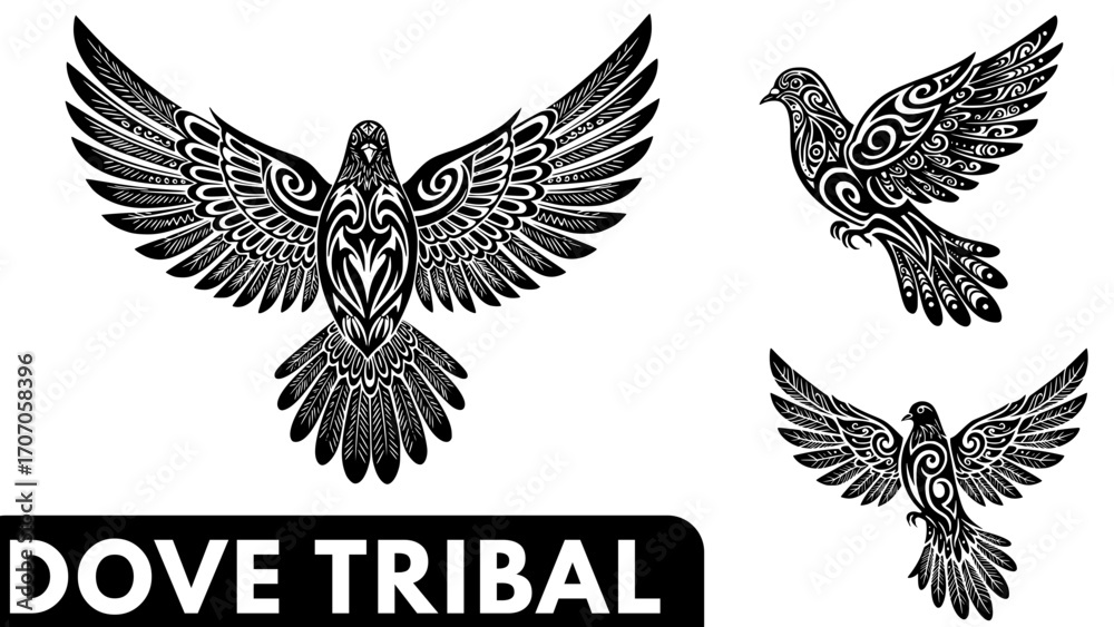 Obraz premium dove vector art style tribal suitable for your ideas 