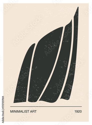 Minimalist poster with abstract organic shapes composition in trendy contemporary collage style
