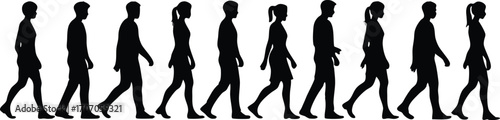 PrintBusiness People Silhouette Team Vector Illustration, silhouettes set of standing people male and female, showing walking and standing people in minimalist silhouettes,Vector icon,business people.