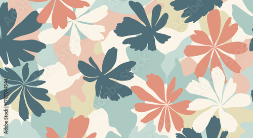 Modern floral pattern design with pastel colors perfect for textile, fabric, and wallpaper use