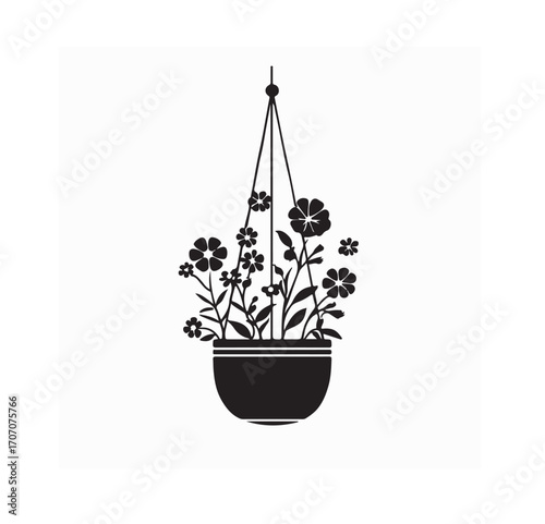 Hanging Flower Planter Icon Vector Logo isolated on white background