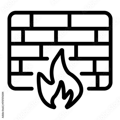 Firewall System Line Icon