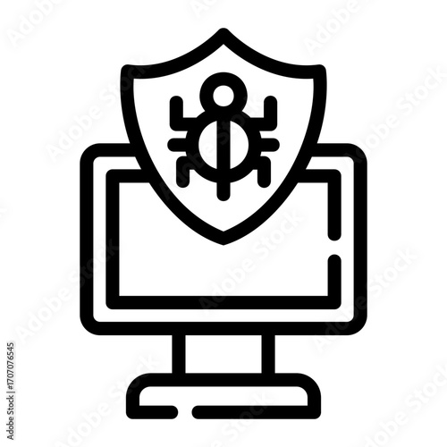 Virus Monitorscreen Line Icon