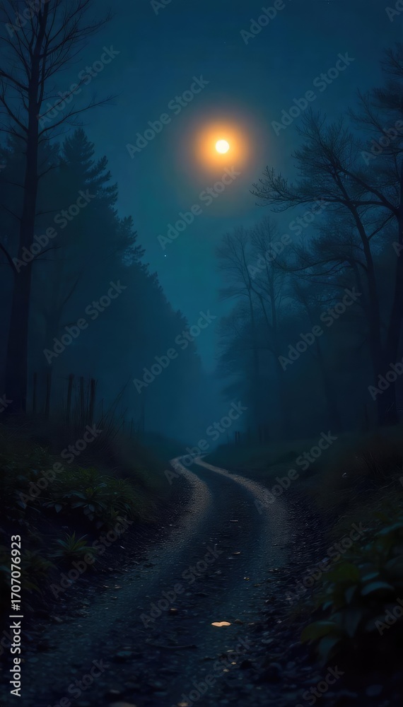 Fototapeta premium A single, soft, warm light illuminates the darkness of midnight, casting a gentle glow on surrounding objects Perfect for themes of hope, peace, and quiet contemplation , comfort, dream, midnight