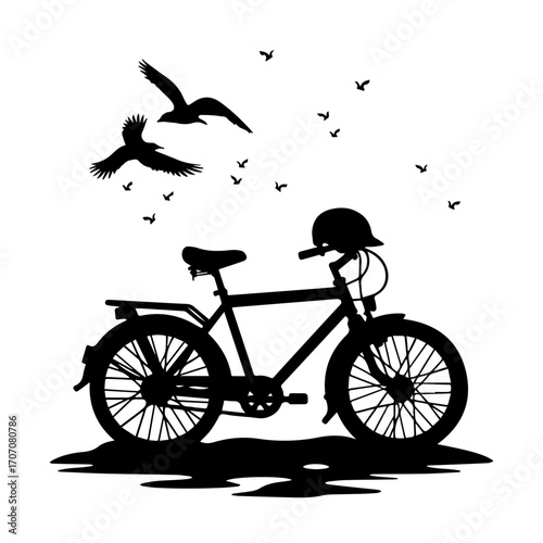 bicycle silhouette vector, bicycle, bike, wheel, isolated, sport, cycle, pedal, transport, white, vintage, illustration, cycling, black, transportation, vehicle, old, retro, vector, ride, mountain, ch