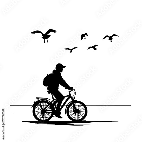 bicycle silhouette vector, bicycle, bike, wheel, isolated, sport, cycle, pedal, transport, white, vintage, illustration, cycling, black, transportation, vehicle, old, retro, vector, ride, mountain, ch