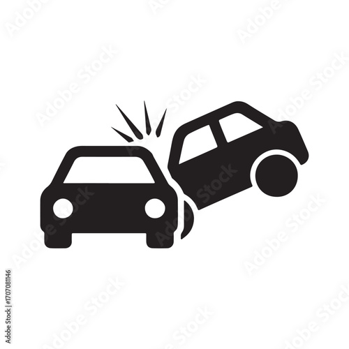 Car Accident Collision Vector Icon Illustration Road Safety Concept Graphic Design Symbol Depicting Damaged Vehicles and the Aftermath of a Traffic Incident